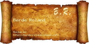 Berde Roland névjegykártya